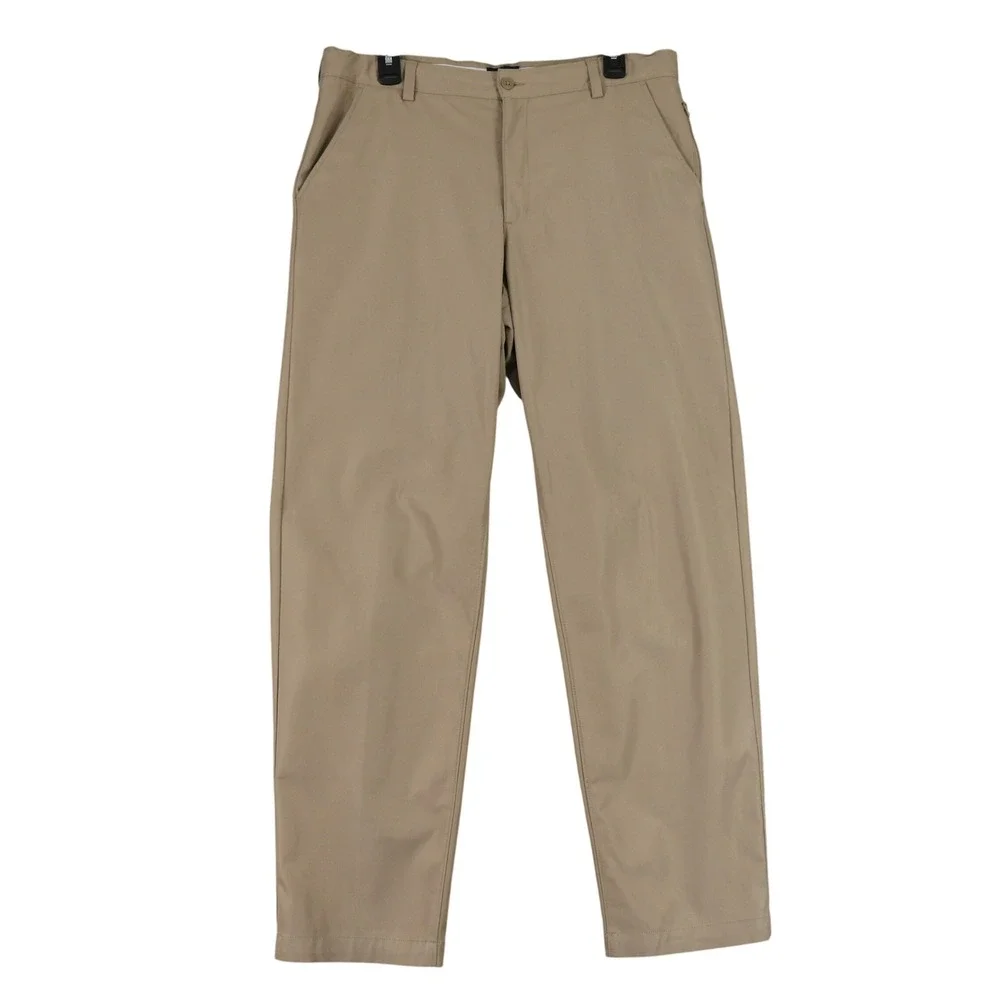 Lands End Performance Comfort Waist Dress Pants Boy 20H Khaki Flat Front Stretch